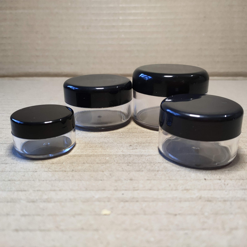 Баночка 10 мл "ДАНІЕЛЬ" акрилова, прозора, з мембраною та чорною кришкою