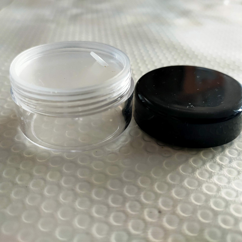 Баночка 10 мл "ДАНІЕЛЬ" акрилова, прозора, з мембраною та чорною кришкою