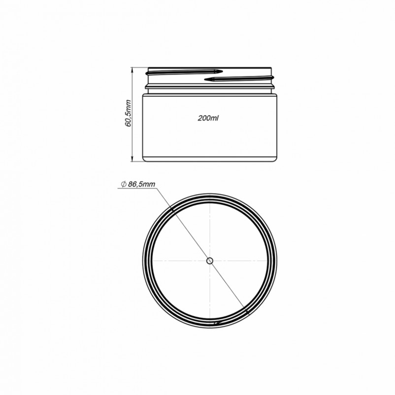 Баночка 200мл "АНЖЕЛІКА" пластикова, біла кришка