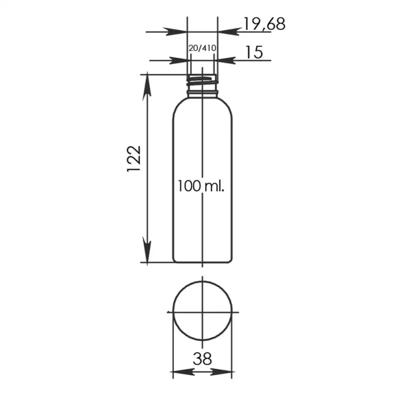 Флакон "СТЕЛЛА" 100 мл, прозорий, 20/410