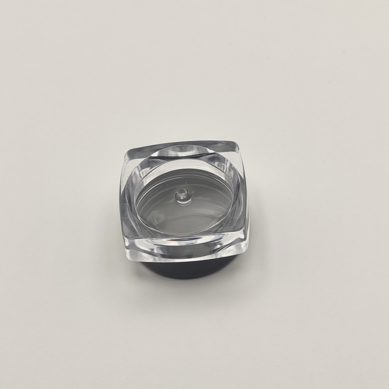 Баночка 3 мл "ДАНІЕЛЬ", квадрат, акрилова, прозора з чорною кришкою