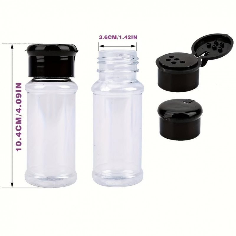 Баночка для спецій пластикова з чорною кришкою