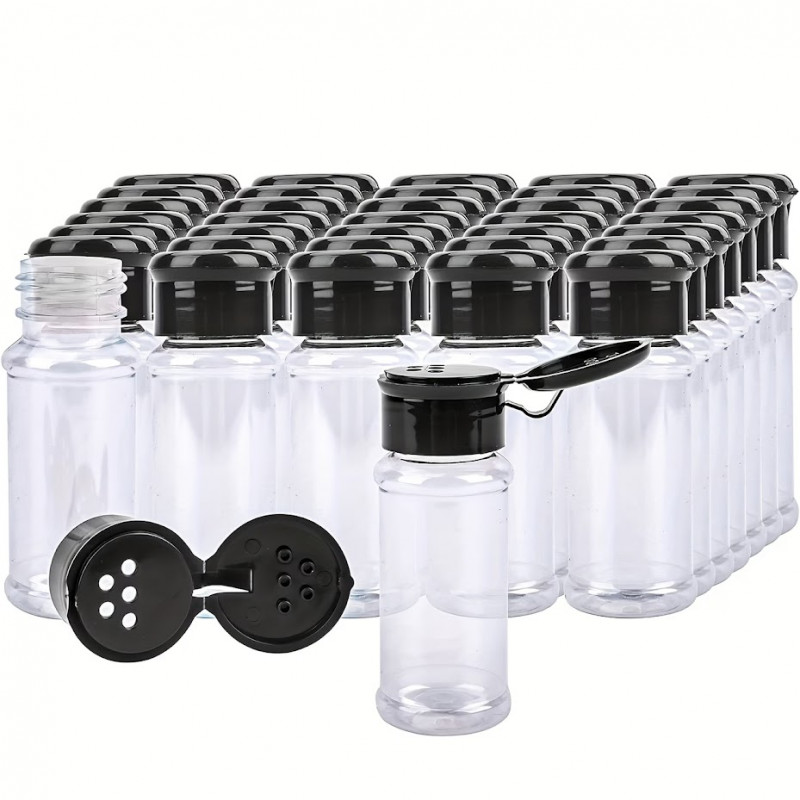 Баночка для спецій пластикова з чорною кришкою