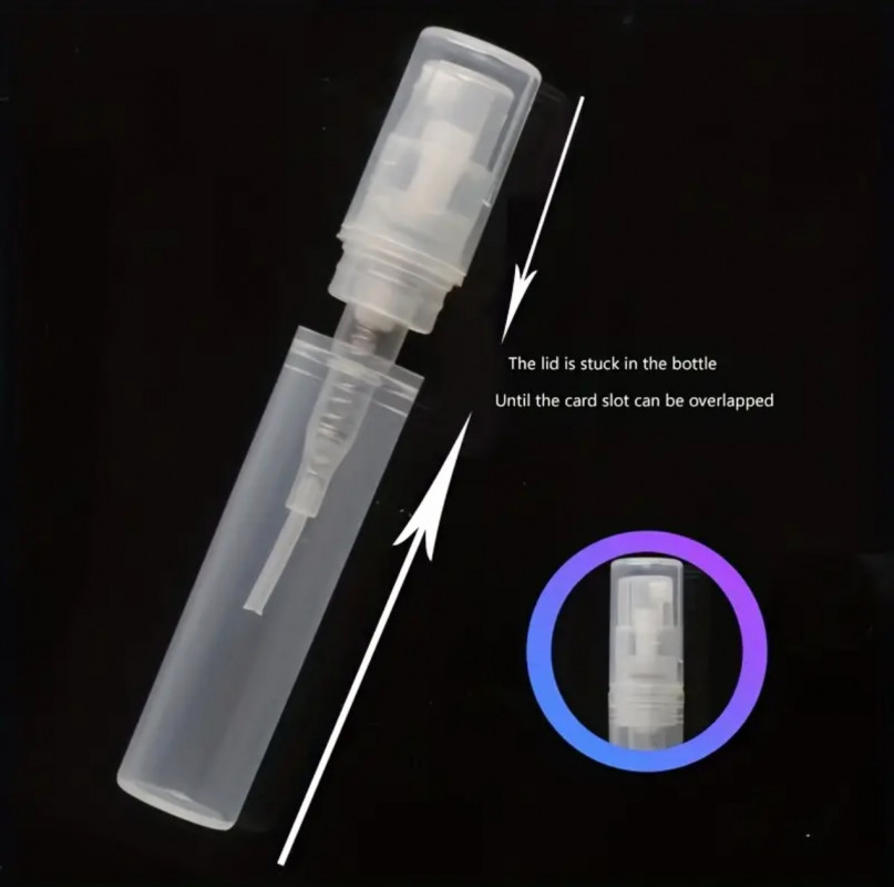 Флакон 3 мл для парфумерії з розпилювачем, пластиковий, напівпрозорий