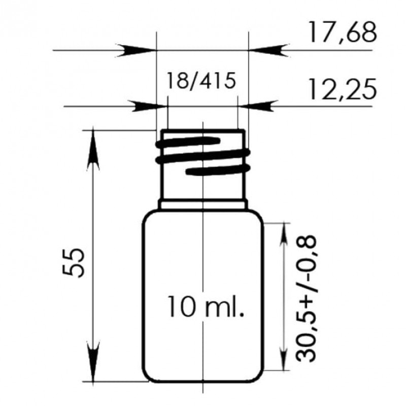 Флакон 10 мл "НЕОН", пластиковий, прозорий, горло 18/415