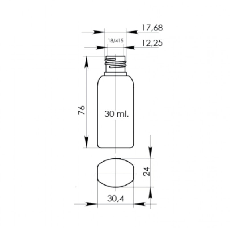 Флакон 30 мл "ЕЛІТ", прозорий, горло 18/410