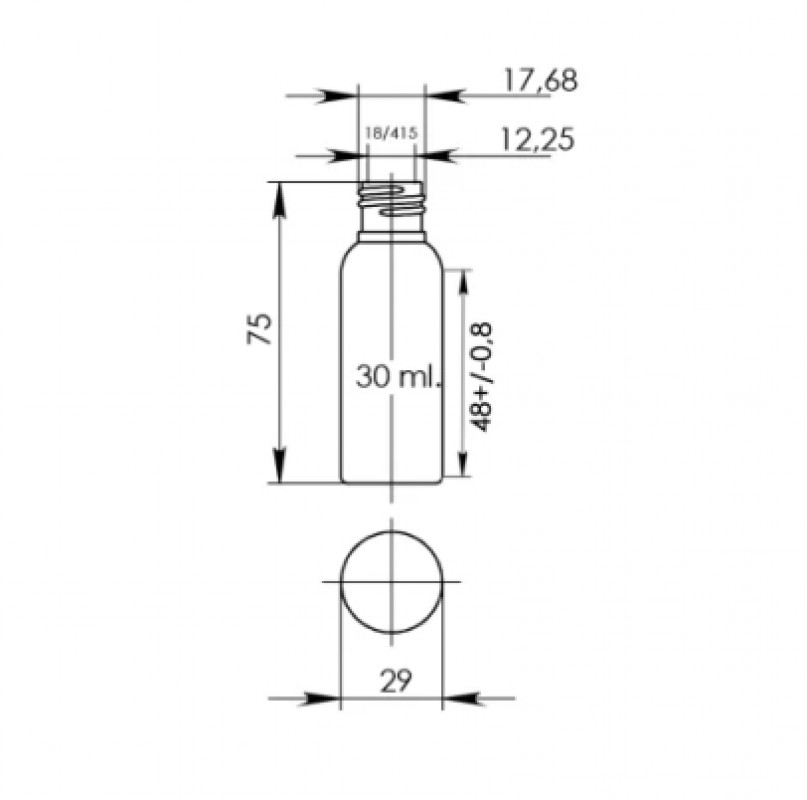 Флакон 30 мл "ГЛОРІЯ", прозорий, горло 18/410