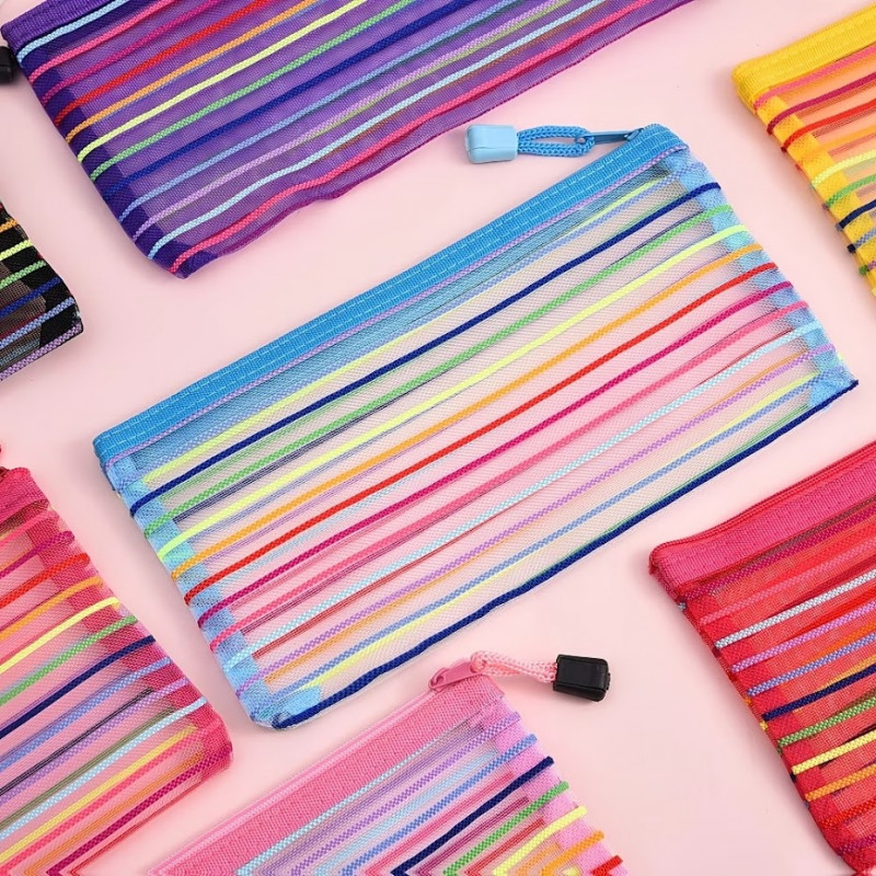 Сумочка 23 х 12 см, сітчаста синя з блискавкою, нейлон