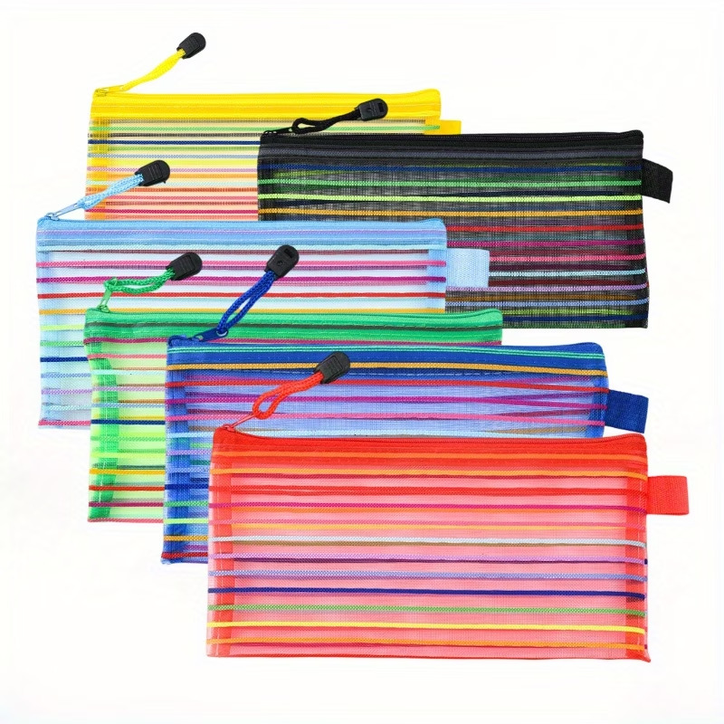 Набір сумочок 23 х 12 см, 5 шт, сітчасті з блискавкою, нейлон, випадковий колір