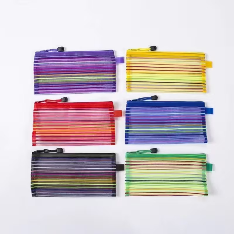 Набір сумочок 23 х 12 см, 5 шт, сітчасті з блискавкою, нейлон, випадковий колір