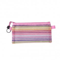 Сумочка 23 х 12 см, сітчаста рожева з блискавкою, нейлон