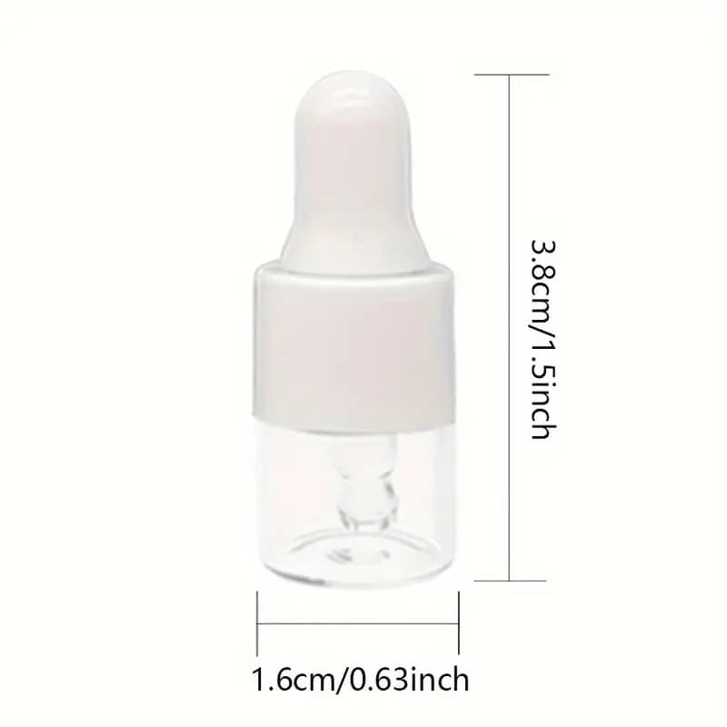 Флакон скляний 1 мл, прозорий із білою піпеткою